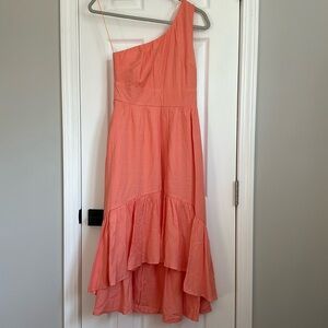 Elegant Coral One-Shoulder Dress